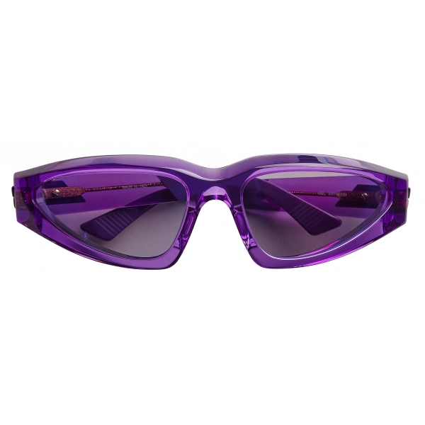 Bottega Veneta - Acetate Triangular Wrap Around Sunglasses - Violet - Bottega Veneta Eyewear