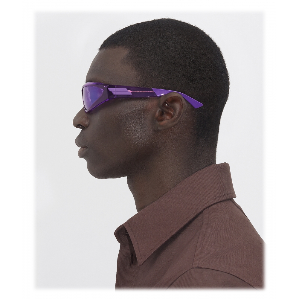 Bottega Veneta - Acetate Triangular Wrap Around Sunglasses - Violet -  Bottega Veneta Eyewear - Avvenice