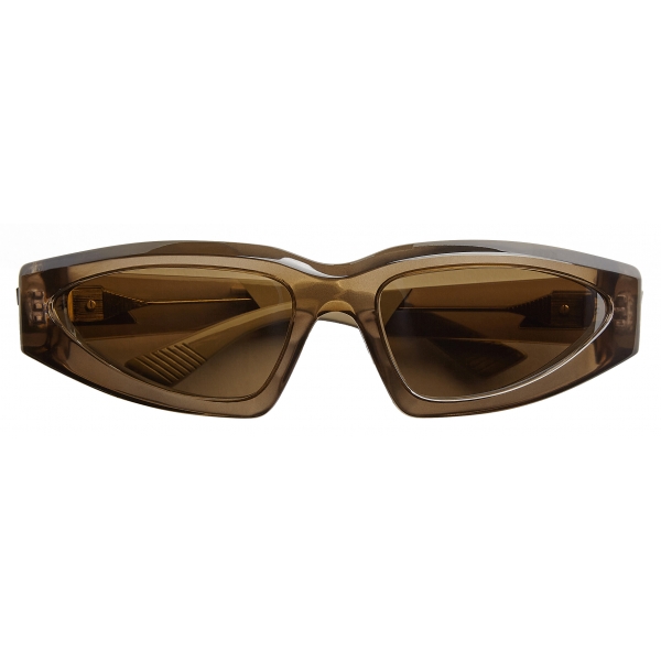 Bottega Veneta - Acetate Triangular Wrap Around Sunglasses - Brown Bronze - Bottega Veneta Eyewear