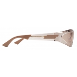 Bottega Veneta - Acetate Triangular Wrap Around Sunglasses - Almond Brown - Bottega Veneta Eyewear