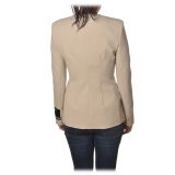 Patrizia Pepe - Double Breasted Collarless Jacket - Off White - Jacket - Made in Italy - Luxury Exclusive Collection