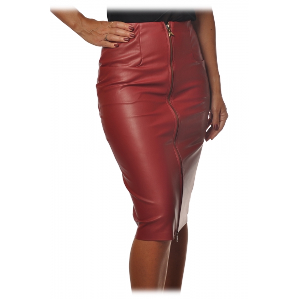 Patrizia Pepe - Midi Sheath Skirt in Faux Leather - Red - Skirt - Made ...