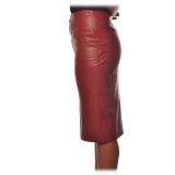 Patrizia Pepe - Midi Sheath Skirt in Faux Leather - Red - Skirt - Made in Italy - Luxury Exclusive Collection