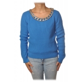 Patrizia Pepe - Sweater with Gold Chain Detail - Royal Blue - Pullover - Made in Italy - Luxury Exclusive Collection
