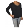 Patrizia Pepe - Maglia con Dettaglio Catena Oro - Nero - Pullover - Made in Italy - Luxury Exclusive Collection
