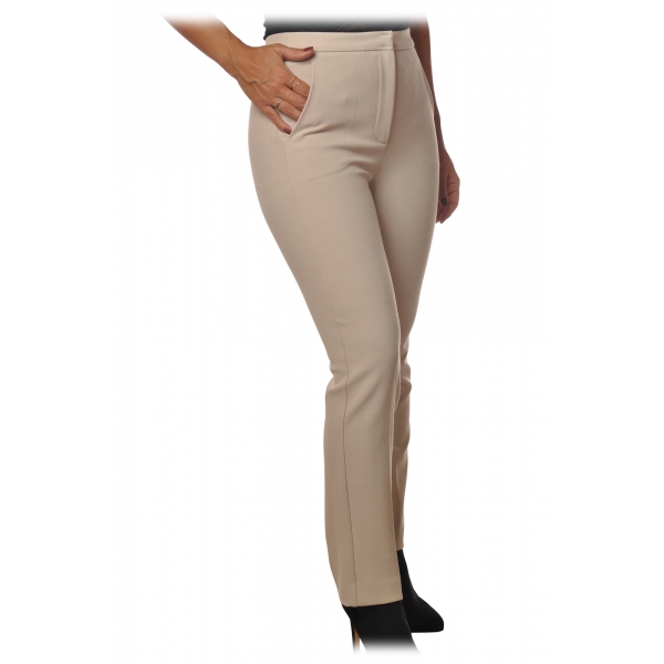 Patrizia Pepe - Straight Trousers with Chinos Pocket - Off White - Trousers - Made in Italy - Luxury Exclusive Collection