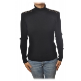 Patrizia Pepe - Sweater with Shoulder Straps and Studs Detail - Black - Pullover - Made in Italy - Luxury Exclusive Collection