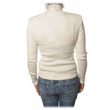 Patrizia Pepe - Sweater with Shoulder Straps and Studs Detail - White - Pullover - Made in Italy - Luxury Exclusive Collection