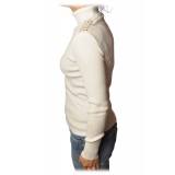Patrizia Pepe - Sweater with Shoulder Straps and Studs Detail - White - Pullover - Made in Italy - Luxury Exclusive Collection