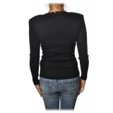 Patrizia Pepe - Sweater with Shoulder Pads and Studs - Black - Pullover - Made in Italy - Luxury Exclusive Collection