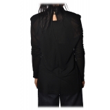 Patrizia Pepe - Transparent Fabric Blouse with Straps - Black - Shirt - Made in Italy - Luxury Exclusive Collection