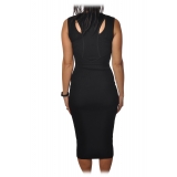 Patrizia Pepe - Knitted Sheath Dress with Opening Detail - Black - Dress - Made in Italy - Luxury Exclusive Collection