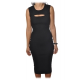 Patrizia Pepe - Knitted Sheath Dress with Opening Detail - Black - Dress - Made in Italy - Luxury Exclusive Collection