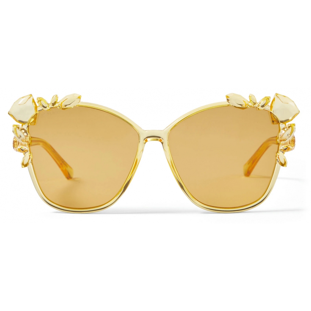 onduidelijk kern Vervreemden Jimmy Choo - Mya - Yellow Transparent Cat-Eye Sunglasses with Swarovski  Crystals - Jimmy Choo Eyewear - Avvenice