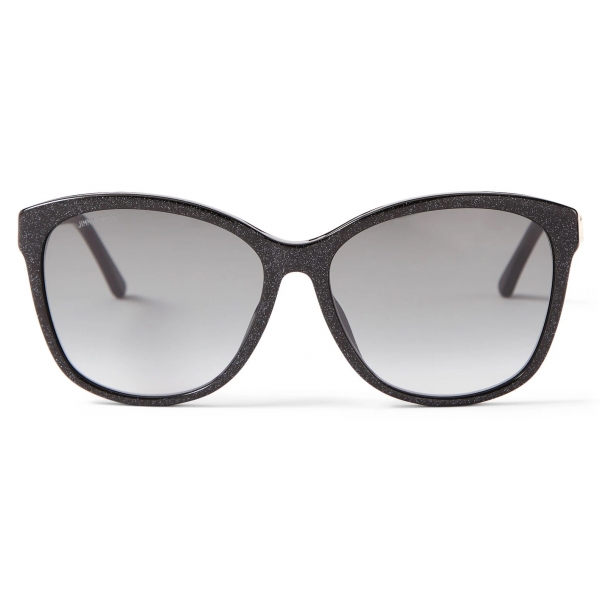 Jimmy Choo Lidie Black Glitter Cat Eye Sunglasses With Jc Monogram Jimmy Choo Eyewear 8838