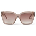 Jimmy Choo - Eleni - Glittered Nude Square-Frame Sunglasses with JC Monogram - Jimmy Choo Eyewear