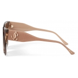 Jimmy Choo - Eleni - Glittered Nude Square-Frame Sunglasses with JC Monogram - Jimmy Choo Eyewear