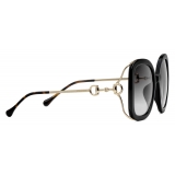 Gucci - Rectangular Sunglasses with Horsebit - Black Injection - Gucci Eyewear