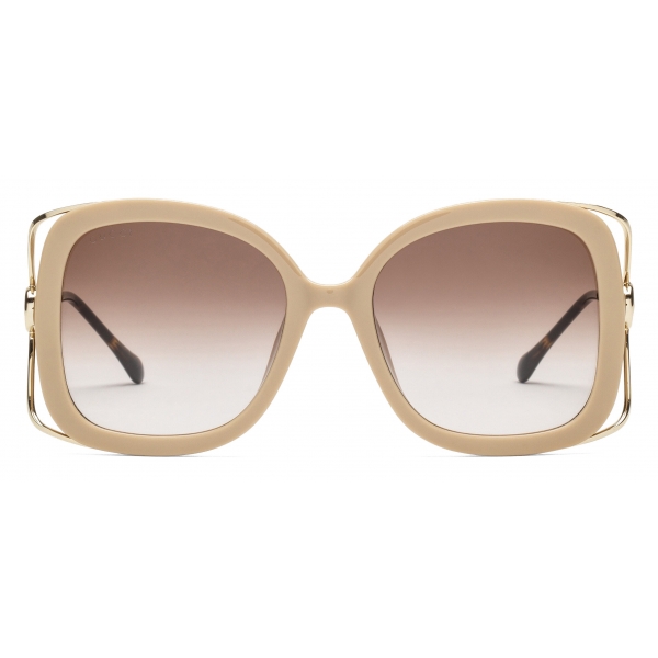 Gucci - Rectangular Sunglasses with Horsebit - Beige Injection - Gucci Eyewear