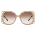 Gucci - Rectangular Sunglasses with Horsebit - Beige Injection - Gucci Eyewear