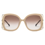 Gucci - Rectangular Sunglasses with Horsebit - Beige Injection - Gucci Eyewear