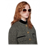 Gucci - Rectangular Sunglasses with Horsebit - Beige Injection - Gucci Eyewear