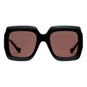 Gucci - Rectangular Sunglasses with Chain - Black Injection - Gucci Eyewear