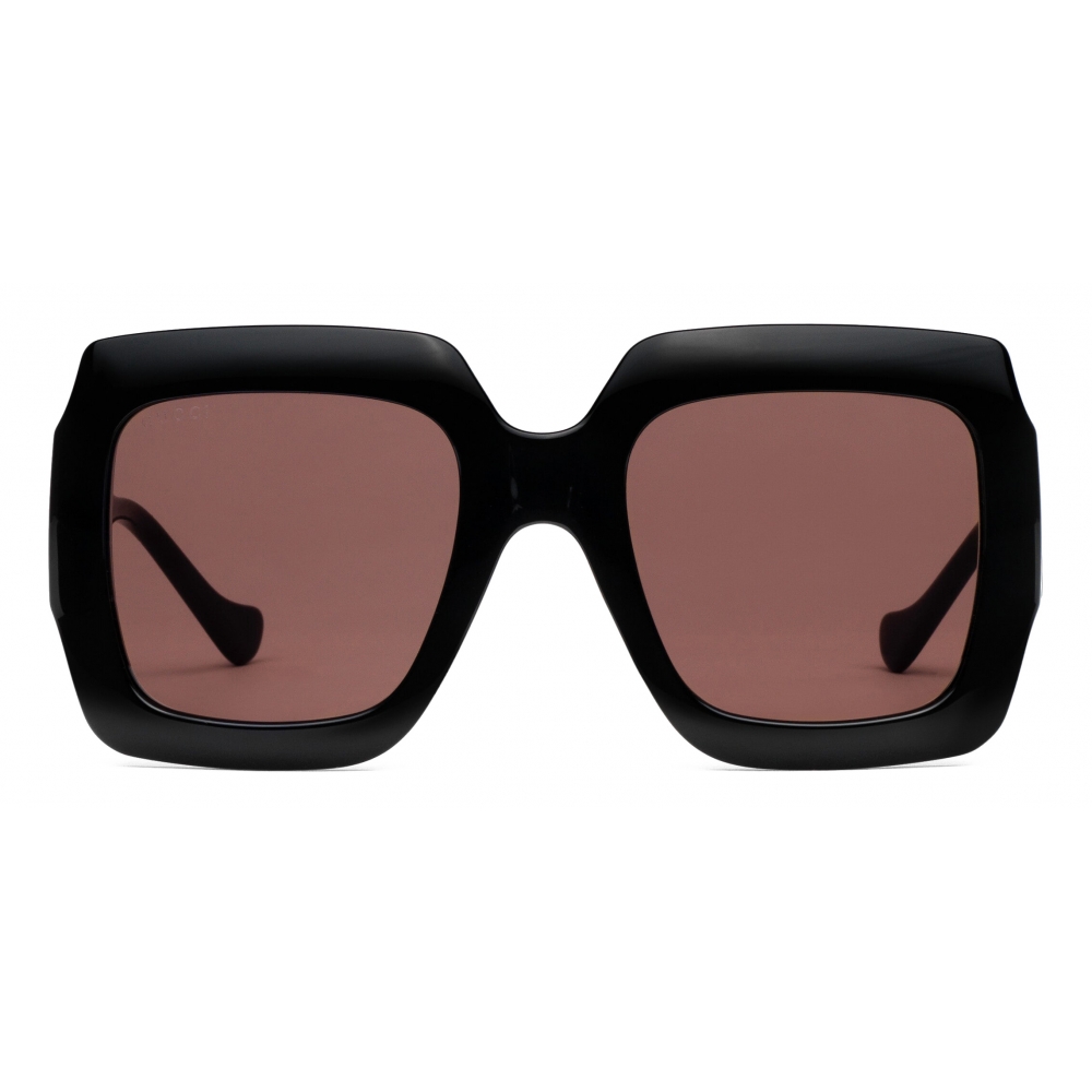Gucci - Rectangular Sunglasses with Chain - Black Injection - Gucci Eyewear  - Avvenice