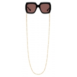 Gucci - Rectangular Sunglasses with Chain - Black Injection - Gucci Eyewear
