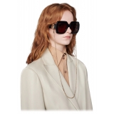 Gucci - Rectangular Sunglasses with Chain - Black Injection - Gucci Eyewear