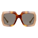 Gucci - Occhiali da Sole Rettangolari con Catena - Iniezione Tartaruga - Gucci Eyewear