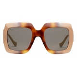 Gucci - Occhiali da Sole Rettangolari con Catena - Iniezione Tartaruga - Gucci Eyewear