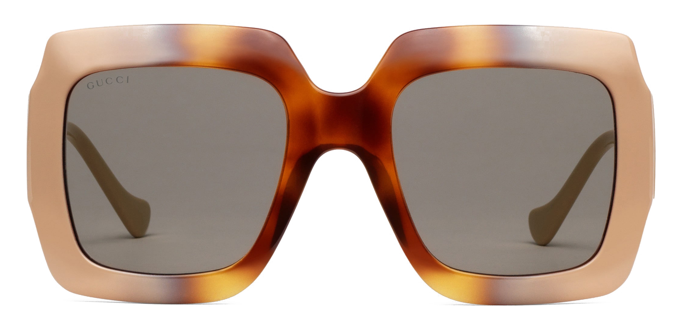 Gucci - Rectangular Sunglasses with Chain - Tortoiseshell