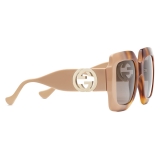 Gucci - Occhiali da Sole Rettangolari con Catena - Iniezione Tartaruga - Gucci Eyewear