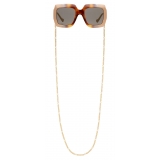 Gucci - Rectangular Sunglasses with Chain - Tortoiseshell Injection - Gucci Eyewear
