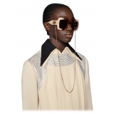 Gucci - Occhiali da Sole Rettangolari con Catena - Iniezione Tartaruga - Gucci Eyewear