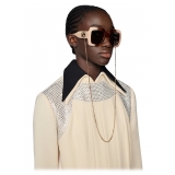 Gucci - Rectangular Sunglasses with Chain - Tortoiseshell Injection - Gucci Eyewear