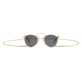 Gucci - Pince-nez Round-Frame Sunglasses - Gold Grey - Gucci Eyewear