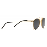 Gucci - Occhiali da Sole Pince-nez Rotonda - Oro Grigio - Gucci Eyewear