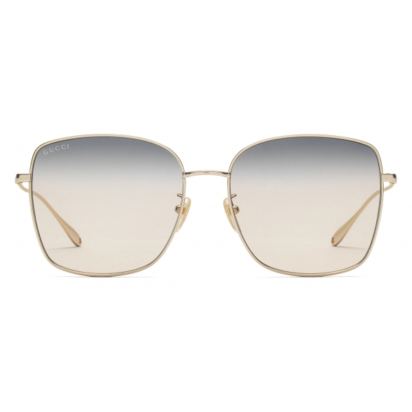 Gucci - Low Bridge Sunglasses - Gold Dark Blue Light Pink - Gucci Eyewear