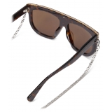 Stella McCartney - Geometric Sunglasses - Dark Havana Khaki Brown - Sunglasses - Stella McCartney Eyewear