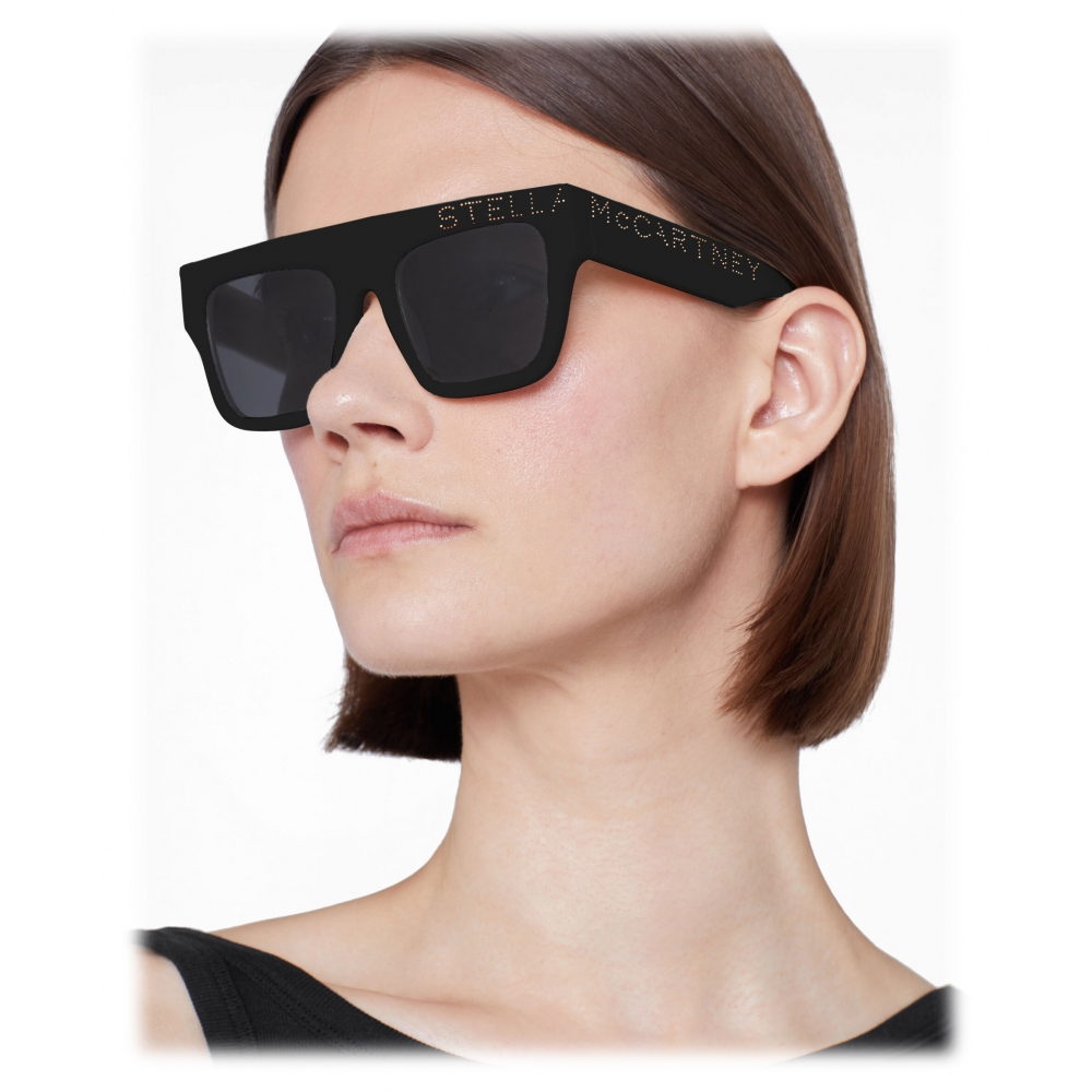 Stella McCartney - Geometric Sunglasses - Shiny Black Smoke Sunglasses - Stella McCartney Eyewear - Avvenice