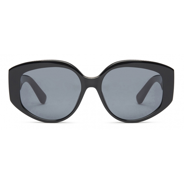 Stella McCartney - Oval Sunglasses - Shiny Black Smoke - Sunglasses - Stella McCartney Eyewear