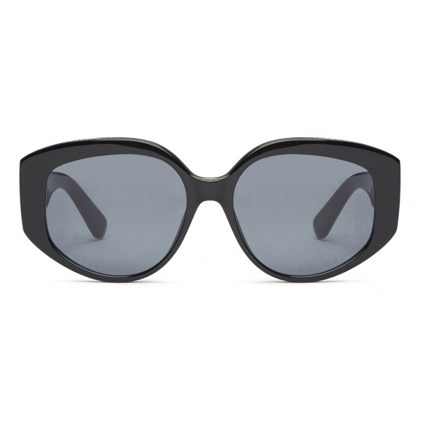 Stella Mccartney - Oval Sunglasses - Shiny Black Smoke - Sunglasses 