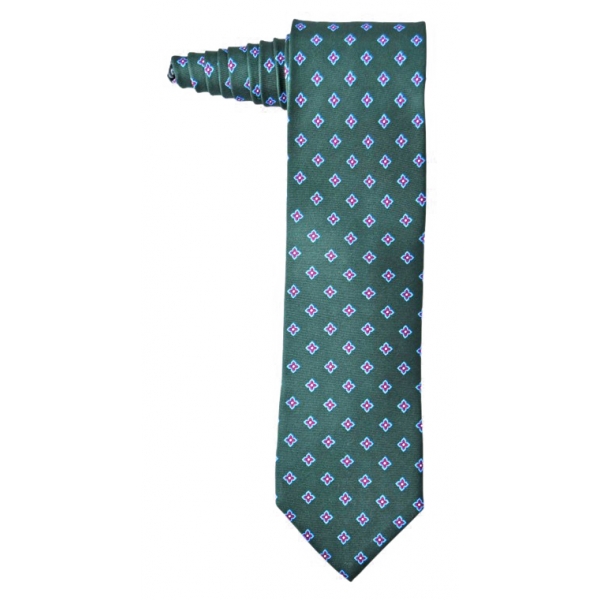 Fefè Napoli - Green Quatrefoil Gentleman Silk Tie - Ties - Handmade in Italy - Luxury Exclusive Collection