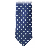 Fefè Napoli - Blue Quatrefoil Gentleman Silk Tie - Ties - Handmade in Italy - Luxury Exclusive Collection