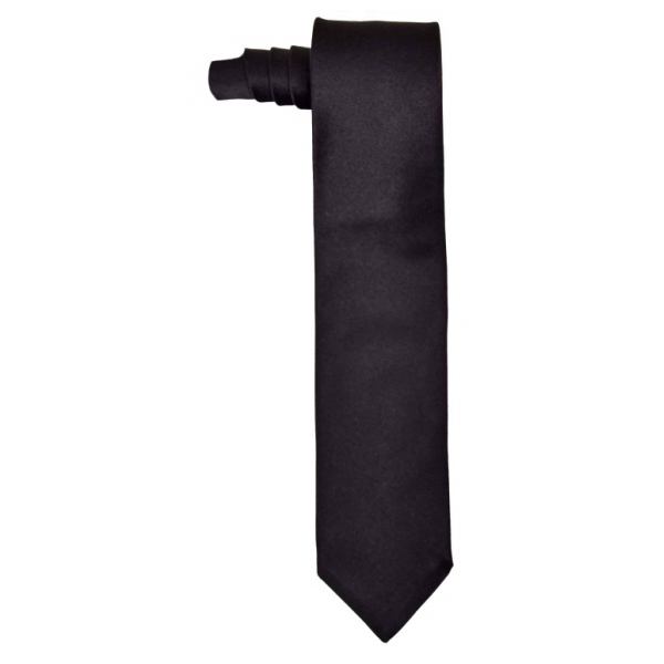 Fefè Napoli - Black Solid Color Gentleman Silk Tie - Ties - Handmade in Italy - Luxury Exclusive Collection