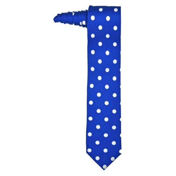 Fefè Napoli - Cravatta Seta Gentleman Pois Blu - Cravatte - Handmade in Italy - Luxury Exclusive Collection