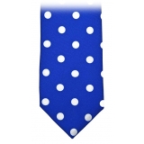 Fefè Napoli - Cravatta Seta Gentleman Pois Blu - Cravatte - Handmade in Italy - Luxury Exclusive Collection