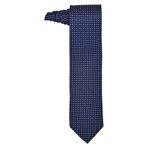 Fefè Napoli - Light Blue Pois Gentleman Silk Tie - Ties - Handmade in Italy - Luxury Exclusive Collection